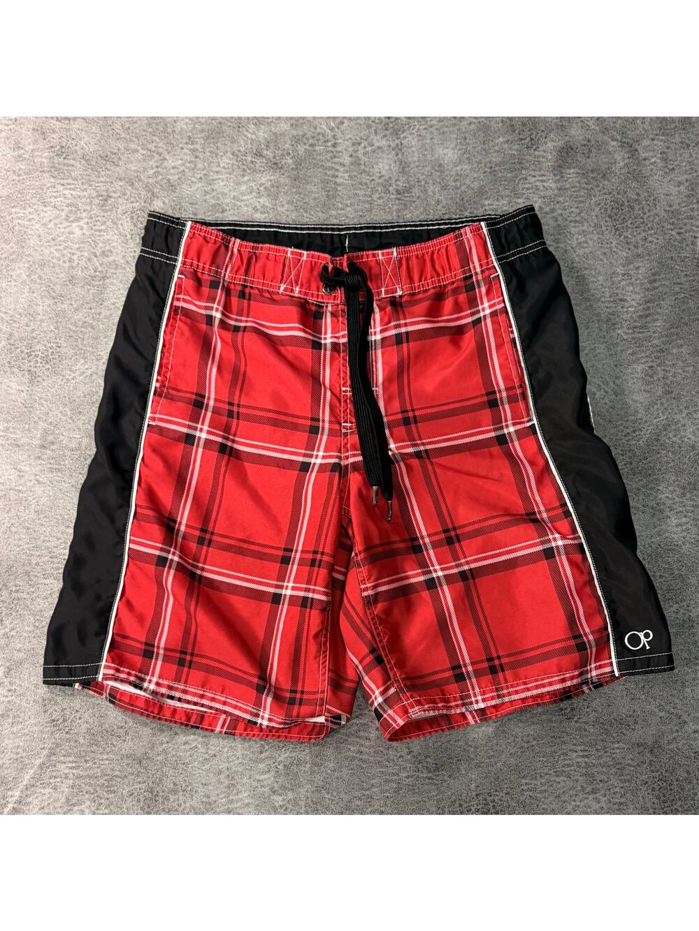 Y2K OP Red Plaid Board Shorts